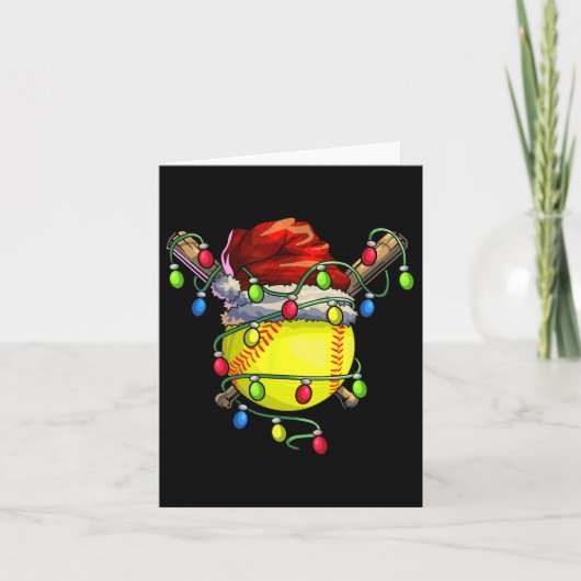 WeihnachtsSoftball Weihnachtsbeleuchtung Softball Karte (Vorderseite)
