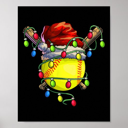 WeihnachtsSoftball Weihnachtsbeleuchtung Softball Poster (Vorne)