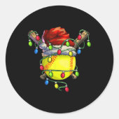 WeihnachtsSoftball Weihnachtsbeleuchtung Softball Runder Aufkleber (Vorderseite)