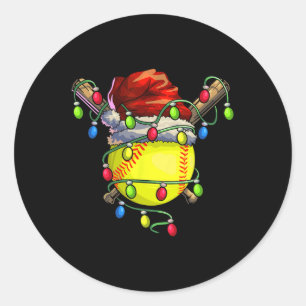 WeihnachtsSoftball Weihnachtsbeleuchtung Softball Runder Aufkleber