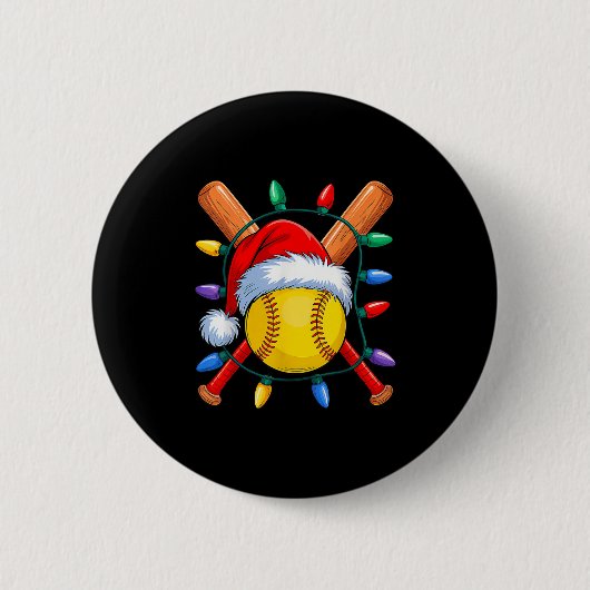 WeihnachtsSoftball Xmas Weihnachtsmann Mens Mäzen Button (Vorderseite)