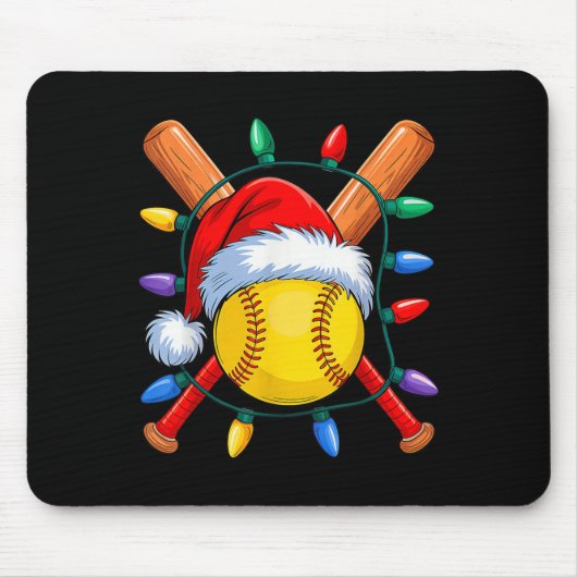 WeihnachtsSoftball Xmas Weihnachtsmann Mens Mäzen Mousepad (Vorne)