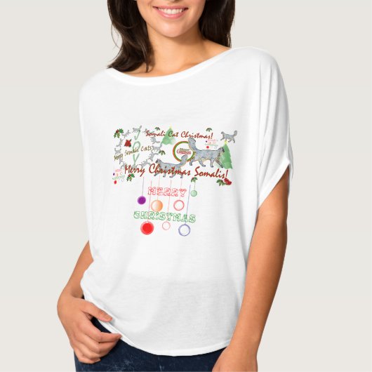 Weihnachtssomalische Katzen-Kreis-Spitze T-Shirt (Vorderseite)