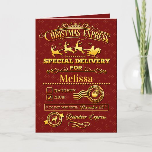 WeihnachtsSonderlieferung Feiertagskarte (Vorderseite)