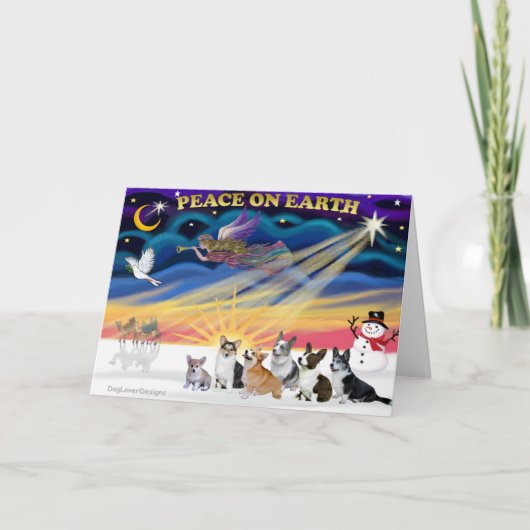 Weihnachtssonne - Walisische Korgien (sechs) Feiertagskarte (Vorderseite)