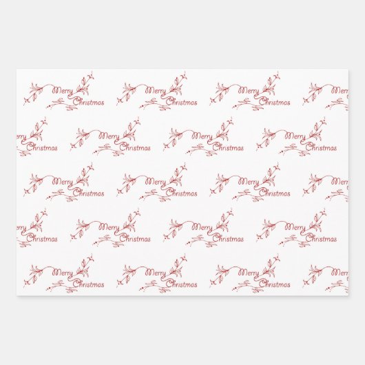 Weihnachtssortiment Roter Glitzer Geschenkpapier Set (Vorderseite 3)