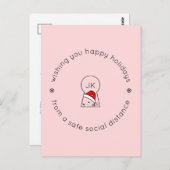 Weihnachtssozial Distanz Niedlich Funny Cat Monogr Postkarte (Vorne/Hinten)