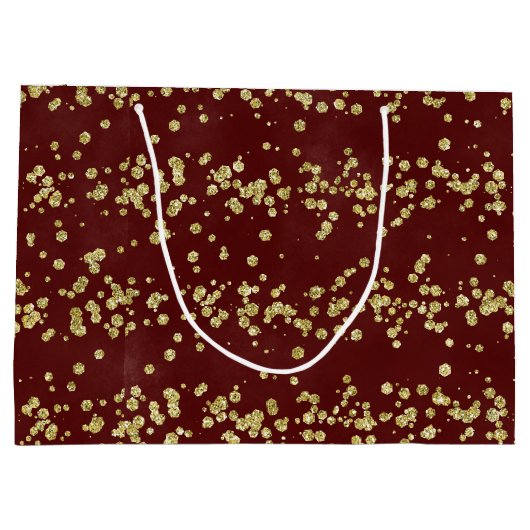 Weihnachtssparkle - Burgund & Gold Glitzer Große Geschenktüte (Rückseite)