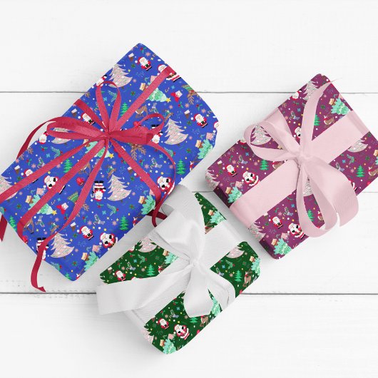 Weihnachtsspass Ditzy Santa Geschenkpapier Set