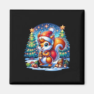 Weihnachtsspass für Kinder Eichhörnchen Winter und Magnet