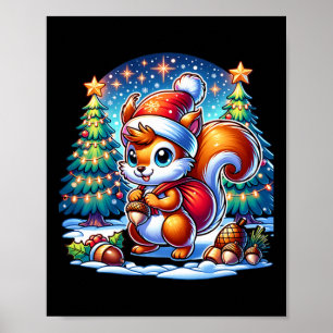 Weihnachtsspass für Kinder Eichhörnchen Winter und Poster