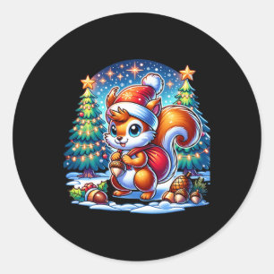 Weihnachtsspass für Kinder Eichhörnchen Winter und Runder Aufkleber