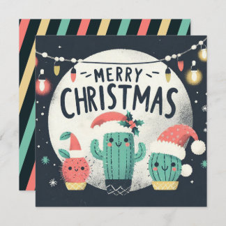 Weihnachtsspass gepotted Santa Cactus Pflanze Feiertagskarte
