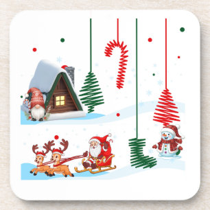 Weihnachtsspaß Santa Weihnachtsszene Getränkeuntersetzer