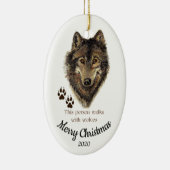Weihnachtsspaziergänge nach Maß mit Wölfen Zitat Keramikornament (Rechts)