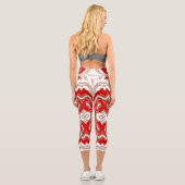 Weihnachtsspezial Rot-Weiß-Stoffmuster Capri Leggings (Rückseite)