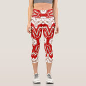 Weihnachtsspezial Rot-Weiß-Stoffmuster Capri Leggings (Vorderseite)