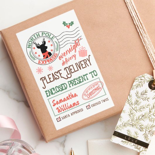 Weihnachtsspeziallieferung mit Namen Rechteckiger Aufkleber