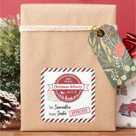 Weihnachtsspeziallieferung vom Weihnachtsmann Quadratischer Aufkleber