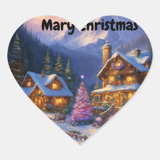 Weihnachtsspezialsticker Herz-Aufkleber (Vorderseite)
