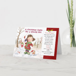 Weihnachtsspiel für Mädchen. 8 versteckte Dinge Karte