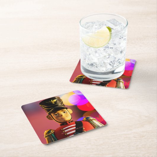 Weihnachtsspielsoldat Figur SlipperyJoe Gay pri Rechteckiger Pappuntersetzer (Vor Ort)