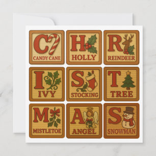 Weihnachtsspielzeug aus Holz Feiertagskarte