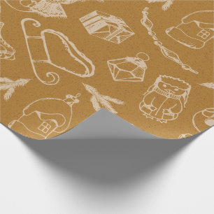 Weihnachtsspielzeug aus Kreide handgezeichnet Geschenkpapier