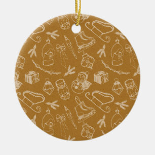 Weihnachtsspielzeug aus Kreide handgezeichnet Keramik Ornament