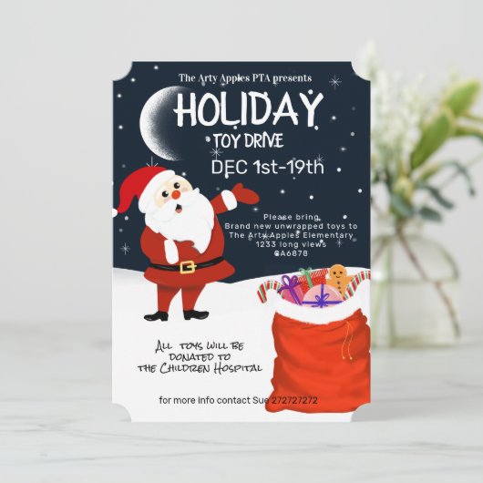 Weihnachtsspielzeug, Kinderkrankenhaus, Einladung (Stehend Vorderseite)