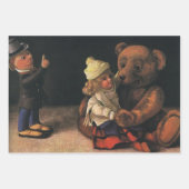 Weihnachtsspielzeug, Puppe und ein Teddybär Geschenkpapier Set (Vorderseite 2)