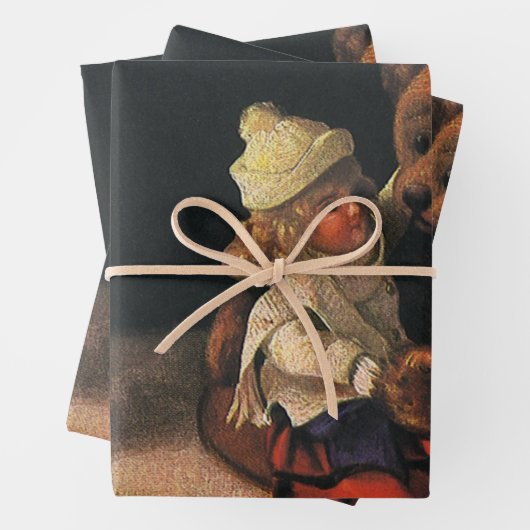 Weihnachtsspielzeug, Puppe und ein Teddybär Geschenkpapier Set (Beispiel)