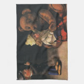 Weihnachtsspielzeug, Puppe und ein Teddybär Geschirrtuch (Vertikal)