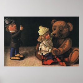 Weihnachtsspielzeug, Puppe und ein Teddybär Poster