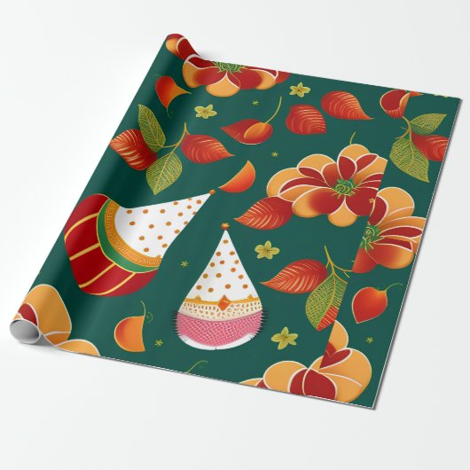 Weihnachtsspielzeug-Retro-Muster Geschenkpapier (Ungerollt)