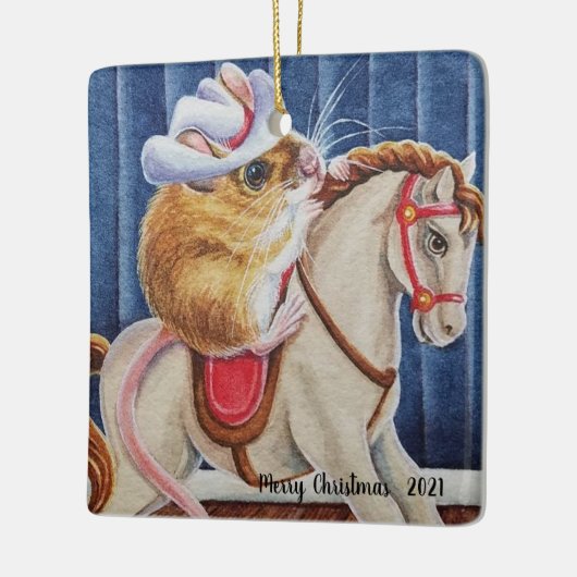 Weihnachtsspielzeug Rocking Horse Maus Kunst Keramikornament (Links)