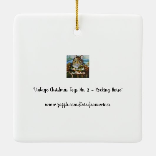 Weihnachtsspielzeug Rocking Horse Maus Kunst Keramikornament (Rückseite)