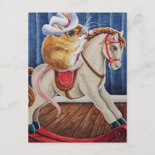 Weihnachtsspielzeug Rocking Horse Maus Kunst Postkarte
