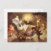 Weihnachtsspielzeug, Tanzpuppen, Teddybären Feiertagspostkarte (Vorne/Hinten)