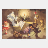 Weihnachtsspielzeug, Tanzpuppen, Teddybären Geschenkpapier Set (Vorderseite)