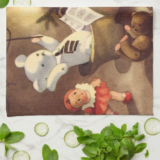 Weihnachtsspielzeug, Tanzpuppen, Teddybären Handtuch (Gefaltet)