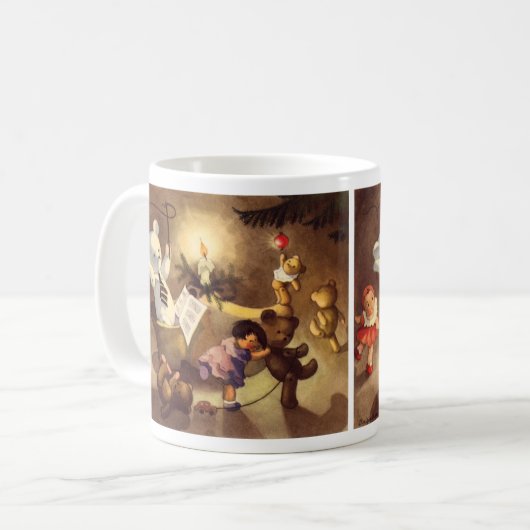 Weihnachtsspielzeug, Tanzpuppen, Teddybären Kaffeetasse (Vorderseite Links)