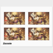 Weihnachtsspielzeug, Tanzpuppen, Teddybären Rechteckiger Aufkleber (Blatt)