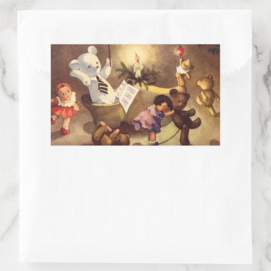 Weihnachtsspielzeug, Tanzpuppen, Teddybären Rechteckiger Aufkleber (Tasche)