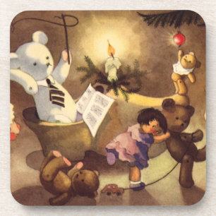 Weihnachtsspielzeug, Tanzpuppen, Teddybären Untersetzer