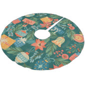 Weihnachtsspielzeug, trendy Retro Muster. Polyester Weihnachtsbaumdecke (Schrägansicht)