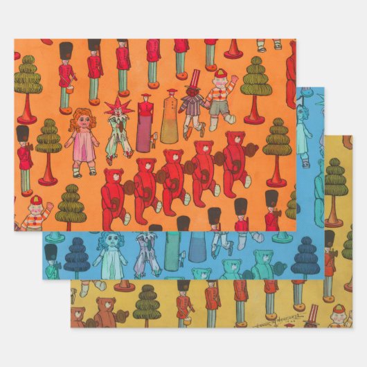 Weihnachtsspielzeug-Vintage Kinder spielen Geschenkpapier Set (Set)