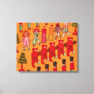 Weihnachtsspielzeug-Vintage Kinder spielen Leinwanddruck