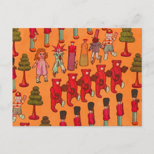 Weihnachtsspielzeug-Vintage Kinder spielen Postkarte (Vorderseite)