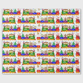 Weihnachtsspielzeug-Zug und Geleebonbons Geschenkpapier (Flach)